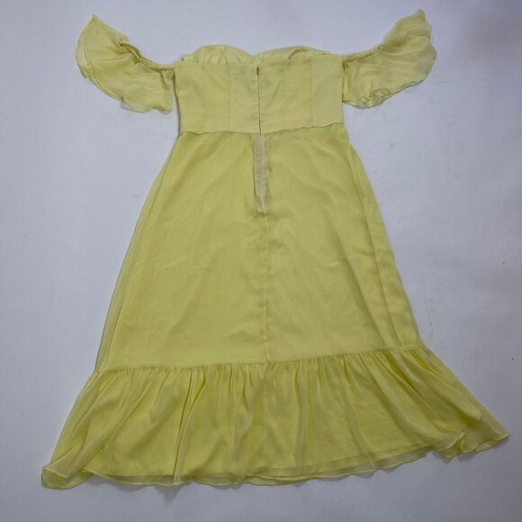 Gianni Bini Yellow Off Shoulder Midi TAYLOR Dress Like New! size 12 - Picture 4 of 6